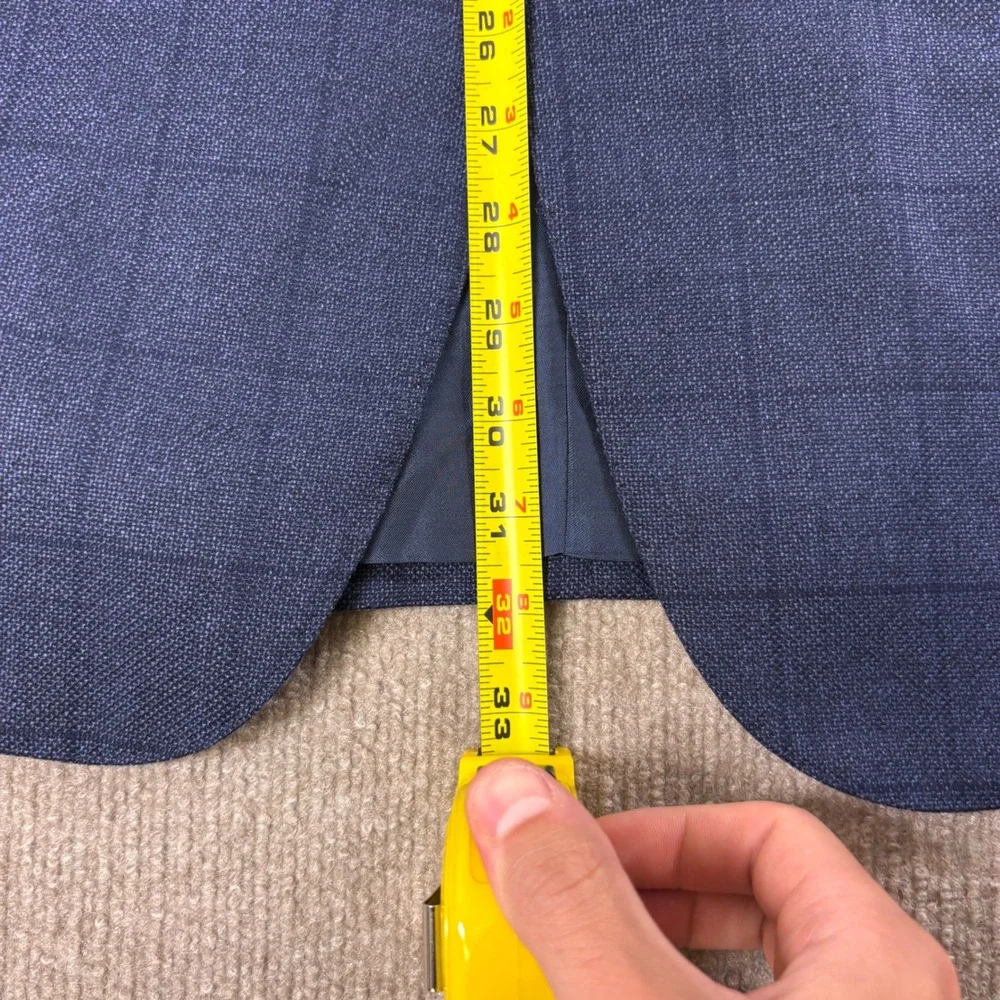 Ermenegidlo Zegna Navy Blue Windowpane Plaid Wool Mila Blazer Sz EU 54L / US 44L
